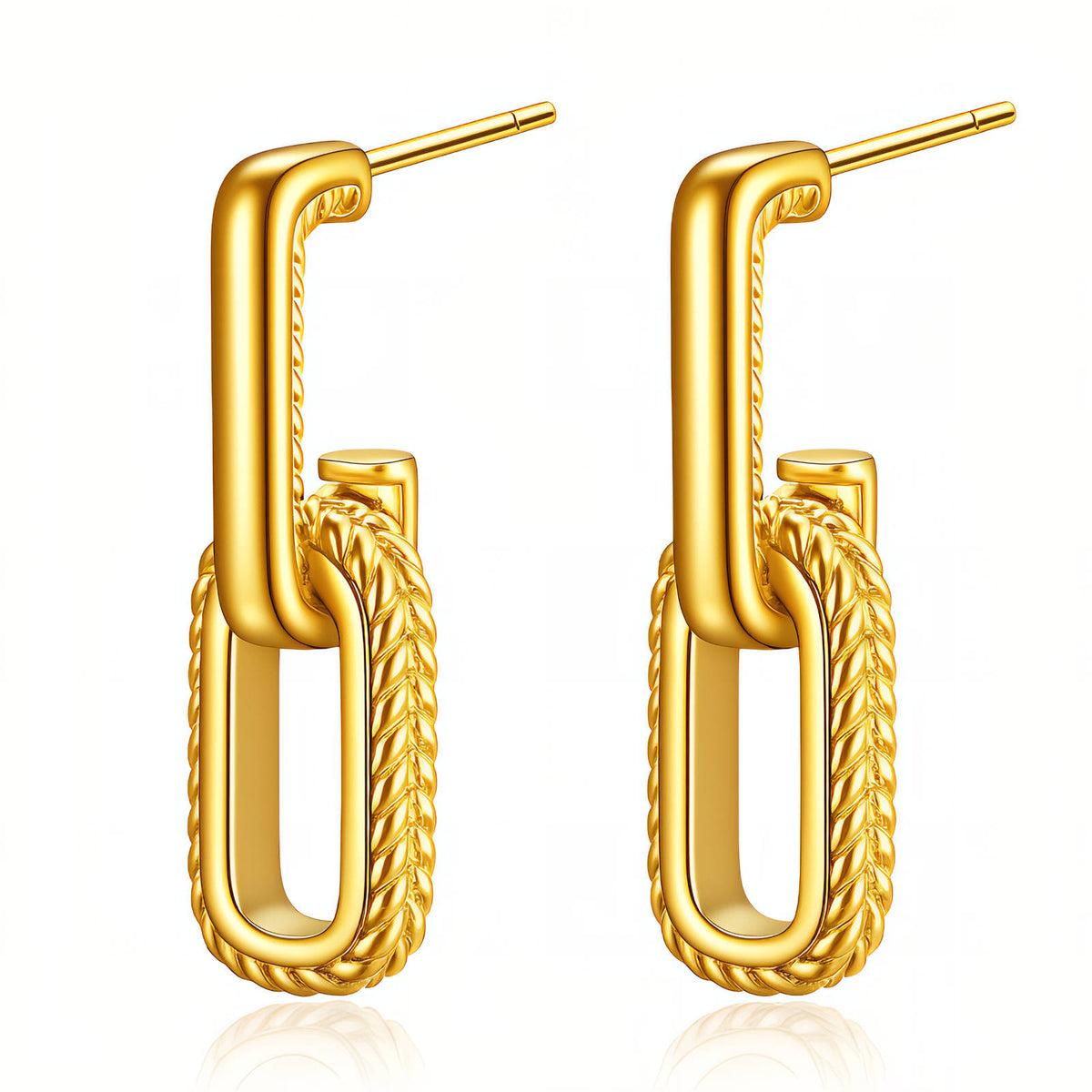 Linked Chain Earrings in gold-plated stainless steel
