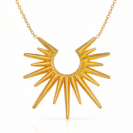 Gold-plated stainless steel statement pendant necklace