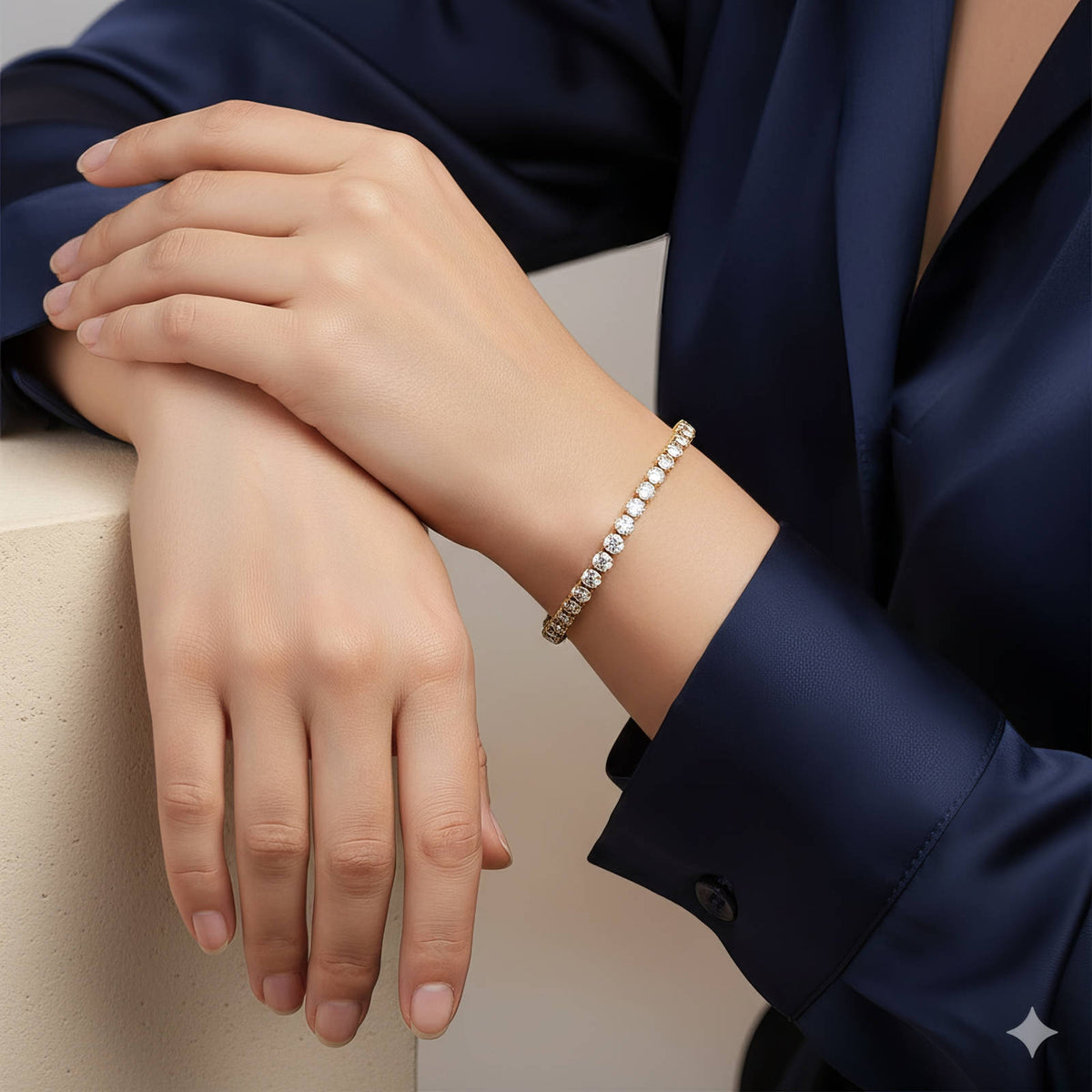 Tennis Bracelet worn on the wrist