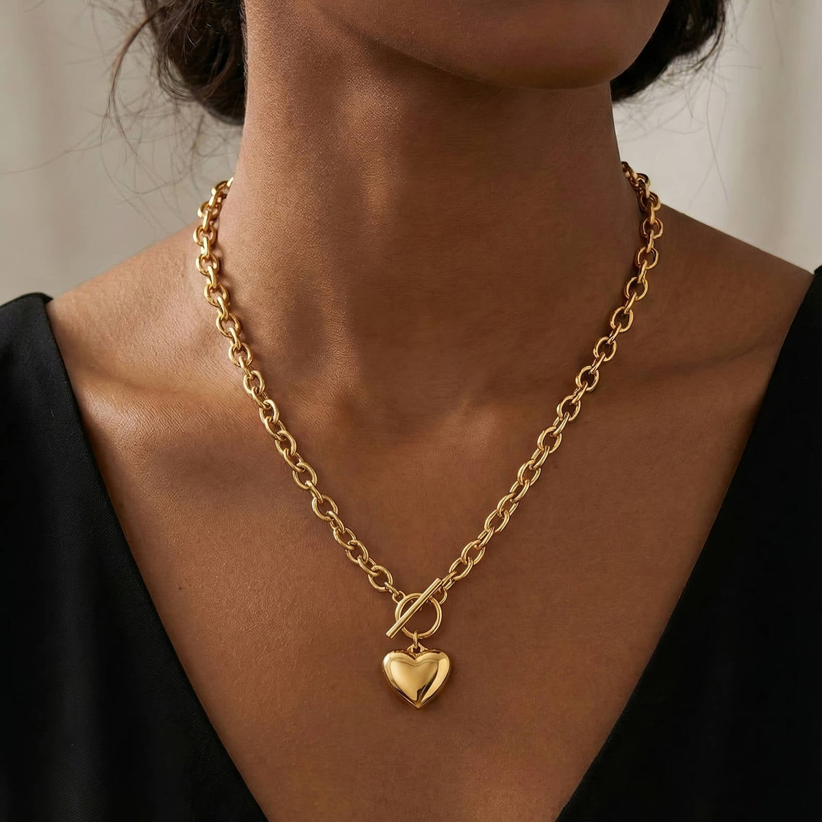 The Hearts Bundle - heart toggle necklace worn