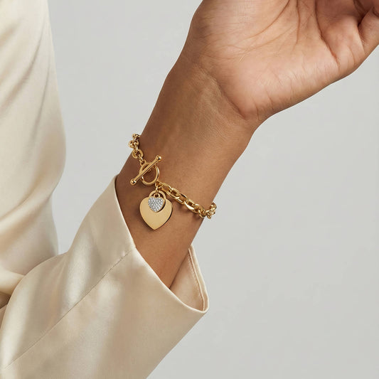 Hearts bracelet worn on wrist