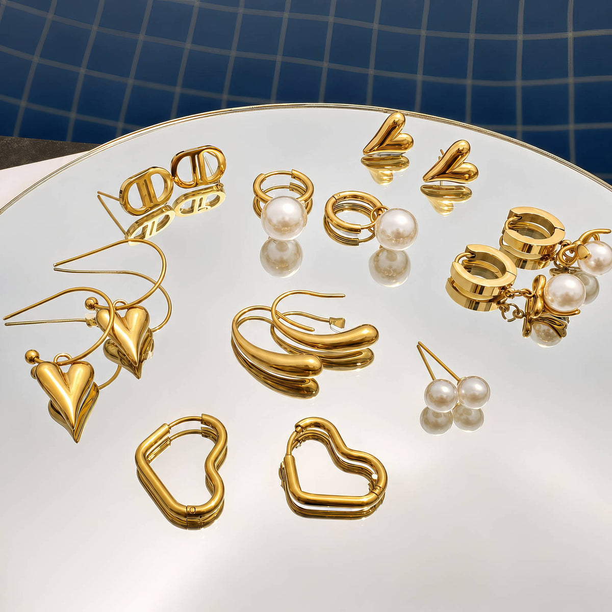 Pearl Drop Hoops side view