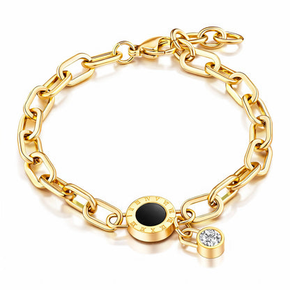 Gold-plated stainless steel pave bracelet with cubic zirconia