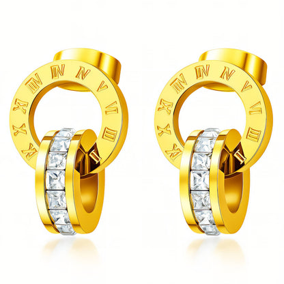 Roman Numeral Earrings in gold-plated stainless steel
