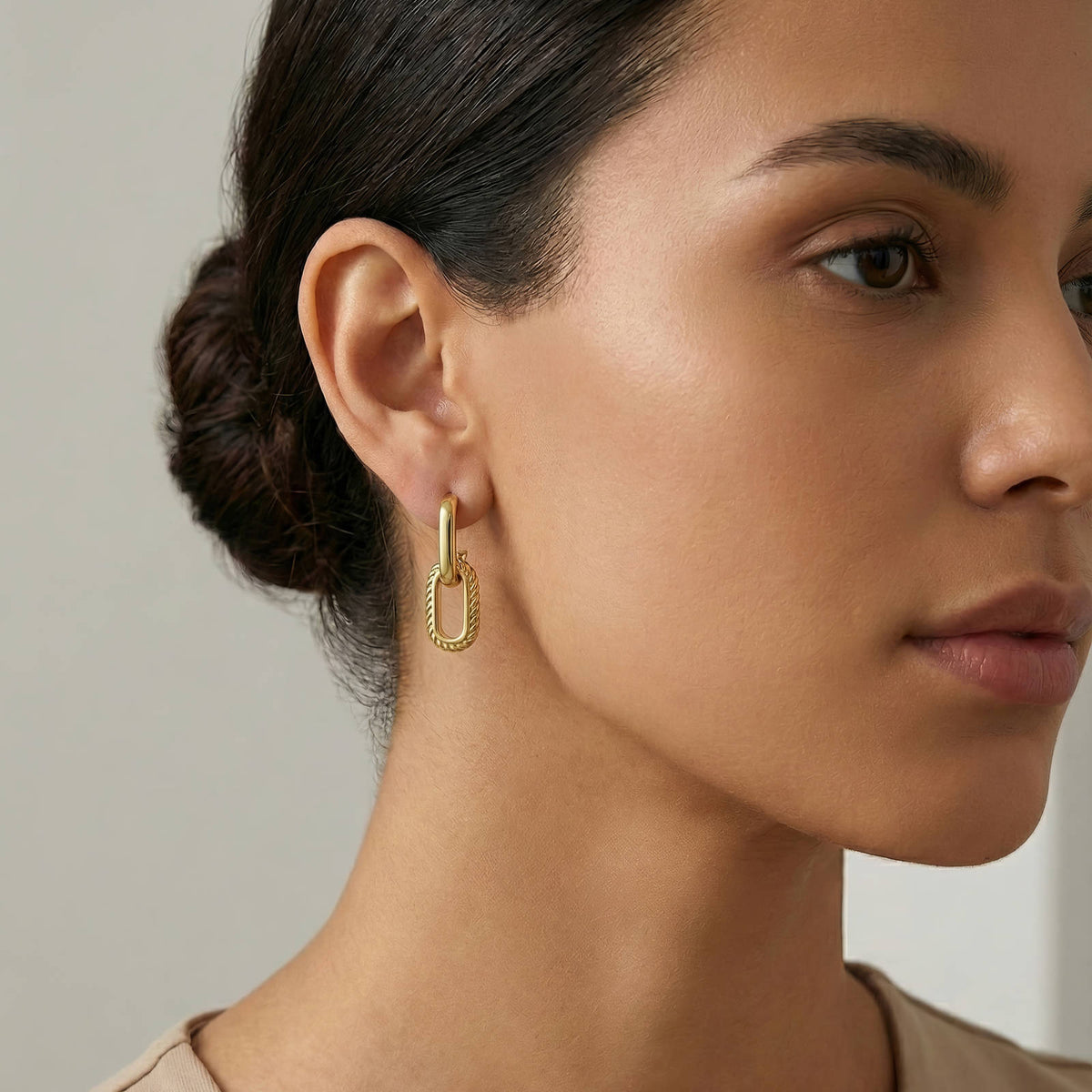 Linked Chain Earrings worn