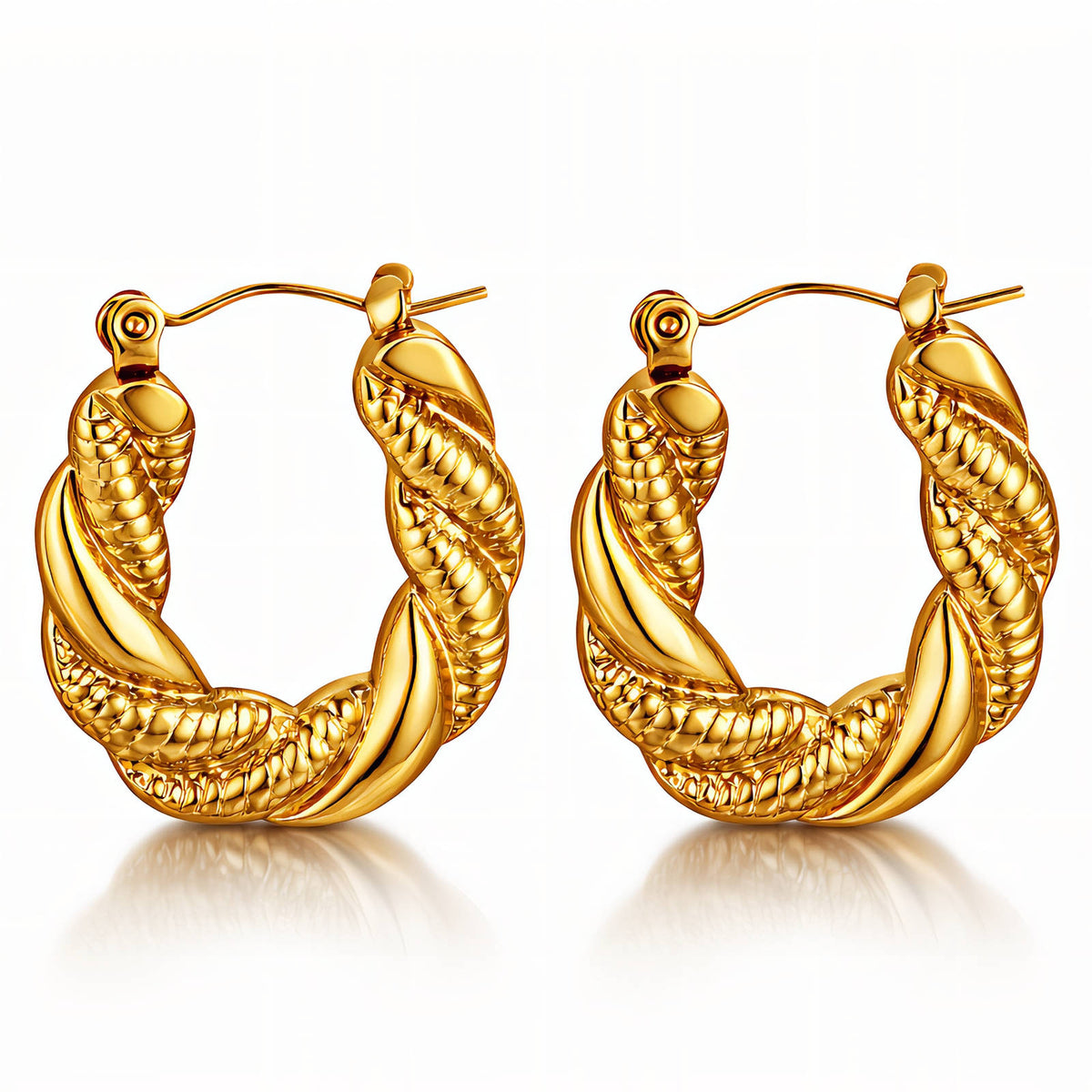 Twisted Rope Hoops in gold-plated stainless steel