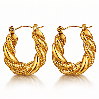 Twisted Rope Hoops in gold-plated stainless steel