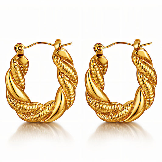 Twisted Rope Hoops in gold-plated stainless steel