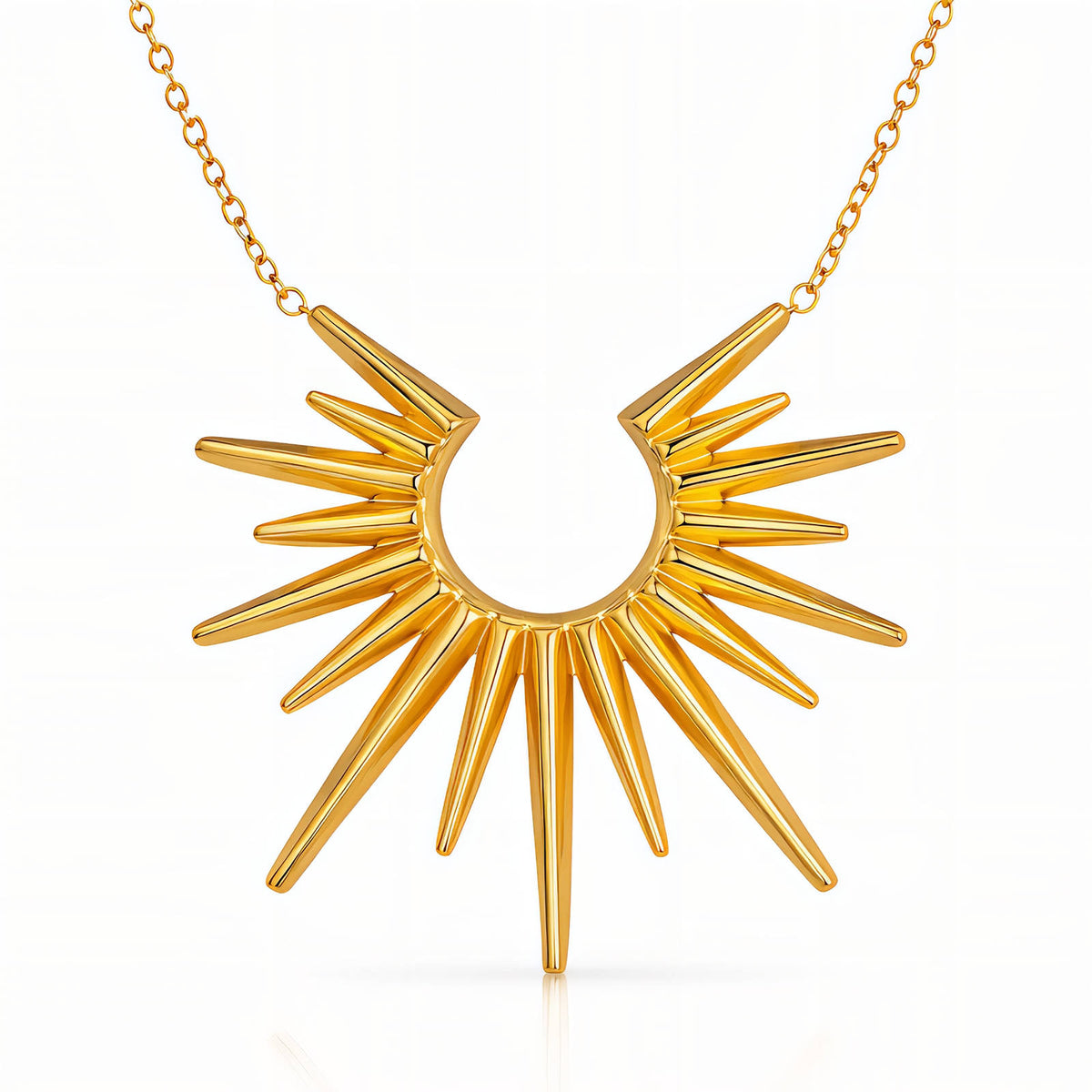 Gold-plated stainless steel statement pendant necklace