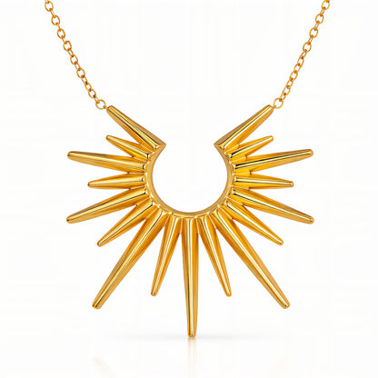 Gold-plated stainless steel statement pendant necklace