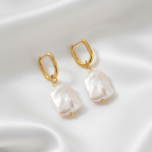 Baroque Pearl Hoops